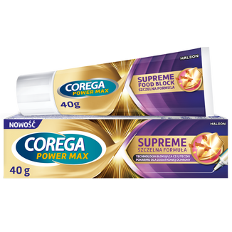 Corega Power Max Supreme Szczelna Formuła, krem mocujący do protez zębowych, 40 g USZKODZONE OPAKOWANIE - zdjęcie produktu