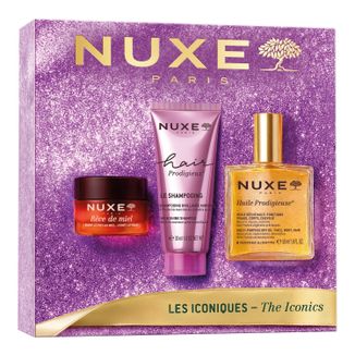 Zestaw Nuxe Huile Prodigieuse Bestsellery, suchy olejek, 50 ml + balsam do ust, 15 g + szampon, 30 ml - zdjęcie produktu