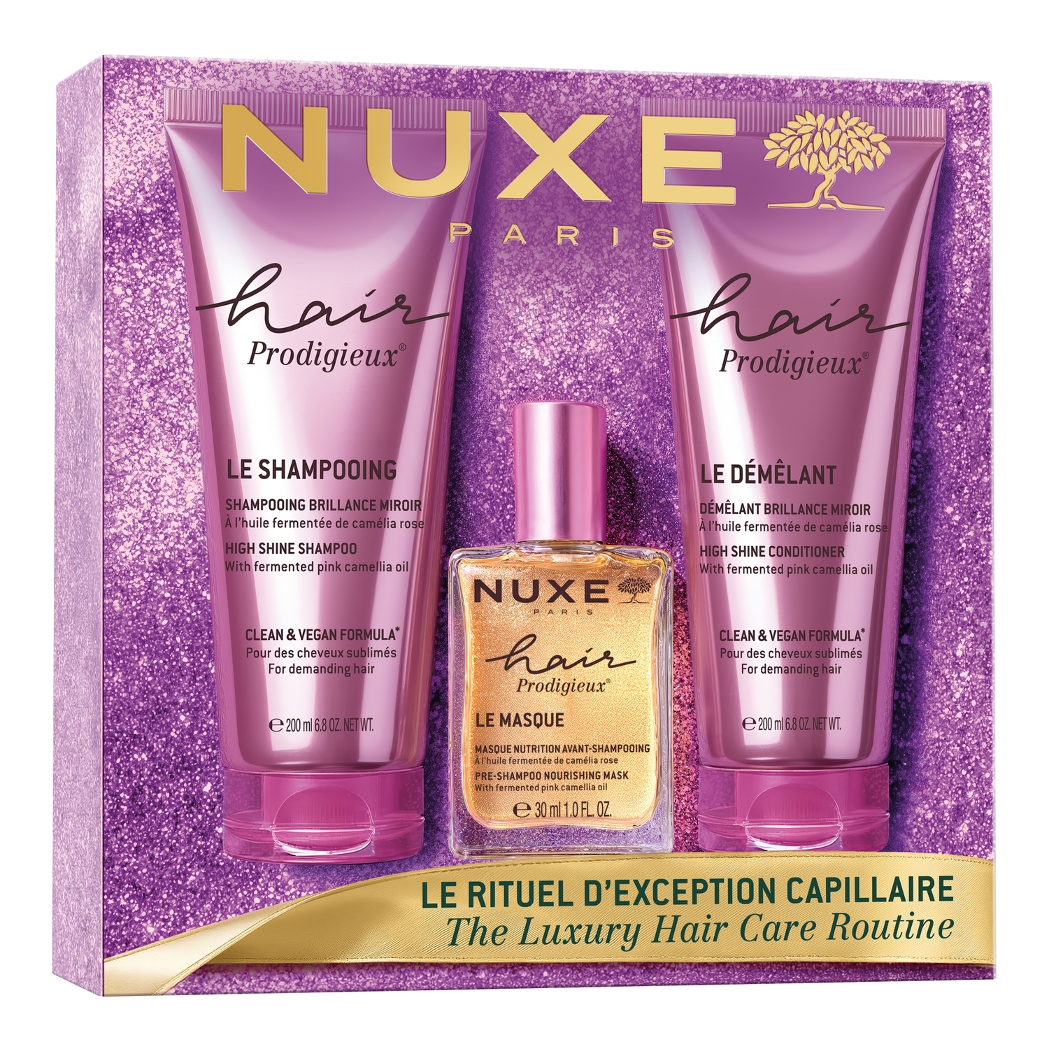 Nieznana Set Nuxe Hair Prodigieux, Spülung, 200 ml + Maske, 30 ml + Shampoo, 200 ml — Inhaltsstoffe und Bewertung