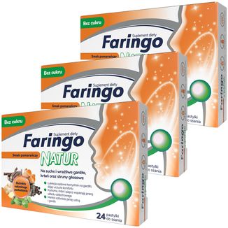 Zestaw FaringoNatur, pastylki do ssania, smak pomarańczowy, 3 x 24 sztuki - zdjęcie produktu