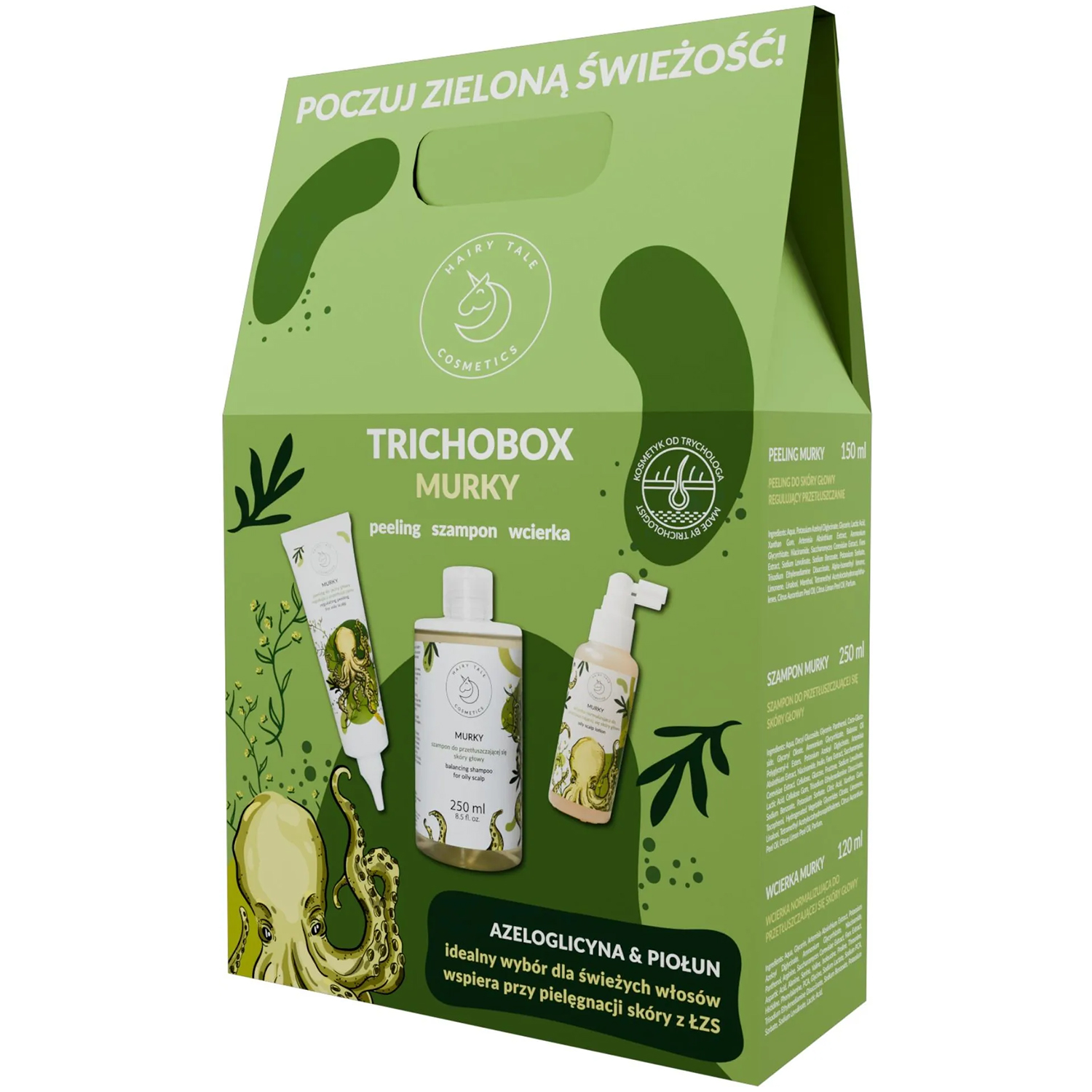 Hairy Tale Cosmetics Set Hairy Tale Cosmetics Trichobox Murky grün Frische, peeling, 150 ml + Shampoo, 250 ml + Haarkur, 120 ml — Inhaltsstoffe und Bewertung
