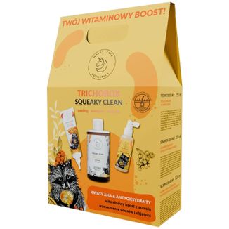 Zestaw Hairy Tale Cosmetics Trichobox Squeaky Clean Witaminowy Boost, peeling, 150 ml + szampon, 250 ml + wcierka, 120 ml Zestaw Hairy Tale Cosmetics Trichobox Squeaky Clean Witaminowy Boost, peeling, 150 ml + szampon, 250 ml + wcierka, 120 ml - zdjęcie produktu