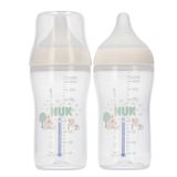 NUK Perfect Match, zestaw butelek antykolkowych ze smoczkiem silikonowym, rozmiar M, Owca i Hipopotam, od 3 miesiąca, 2 x 260 ml - miniaturka zdjęcia produktu