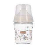 NUK Perfect Match, szklana butelka antykolkowa ze smoczkiem silikonowym, rozmiar S, Tęcza, 0-6 miesięcy, 120 ml - miniaturka zdjęcia produktu