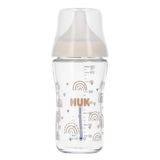 NUK Perfect Match, szklana butelka antykolkowa ze smoczkiem silikonowym, rozmiar M, Tęcza, od 3 miesiąca, 230 ml - miniaturka zdjęcia produktu