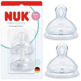 NUK First Choice, silikonowy smoczek do butelki, rozmiar XL, od 6 miesiąca, 2 sztuki - miniaturka zdjęcia produktu