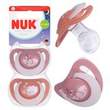 NUK First Choice Night, smoczek uspokajający, świecący w ciemności, 18-36 miesięcy, silikonowy, anatomiczny, Królik i Owca, 2 sztuki - miniaturka zdjęcia produktu