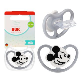 NUK Perfect Match, smoczek uspokajający, 18-36 miesięcy, silikonowy, anatomiczny, Myszka Miki, 1 sztuka - zdjęcie produktu
