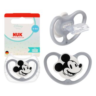NUK Perfect Match Air, smoczek uspokajający, 0-6 miesięcy, silikonowy, anatomiczny, Myszka Miki, 1 sztuka - zdjęcie produktu