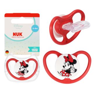 NUK Perfect Match Air, smoczek uspokajający, 0-6 miesięcy, silikonowy, anatomiczny, Minnie, 1 sztuka NUK Perfect Match Air, smoczek uspokajający, 0-6 miesięcy, silikonowy, anatomiczny, Minnie, 1 sztuka - zdjęcie produktu