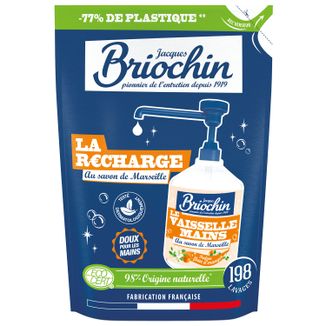 Briochin, żel do mycia naczyń i rąk, mydło marsylskie & kwiat pomarańczy, zapas, 450 ml Briochin, żel do mycia naczyń i rąk, mydło marsylskie & kwiat pomarańczy, zapas, 450 ml - zdjęcie produktu