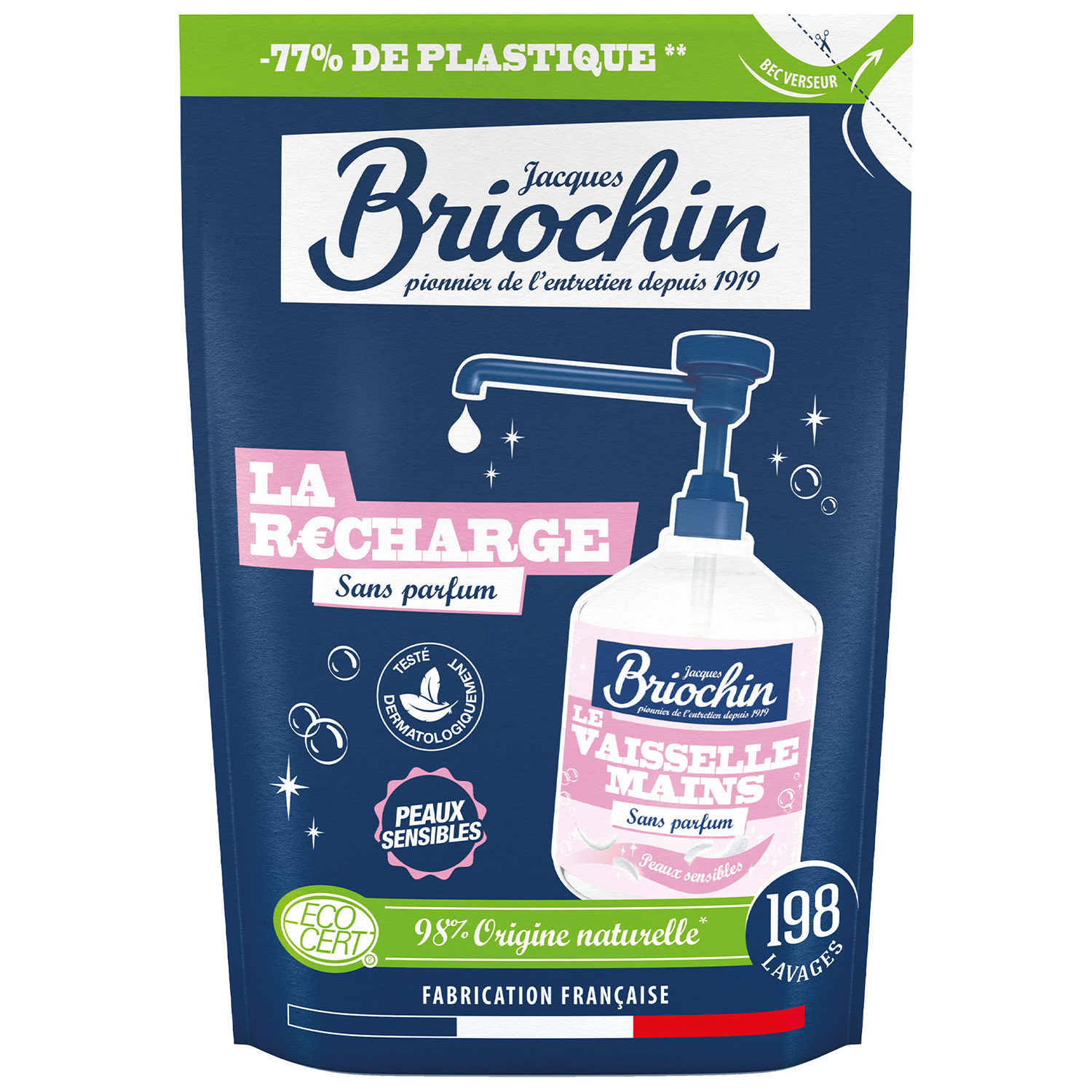 Nieznana Briochin, żel do mycia naczyń i rąk, mydło marsylskie, zapas, 450 ml