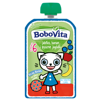 BoboVita Kicia Kocia Mus w tubce, jagody, jabłko, banan, 100 g BoboVita Kicia Kocia Mus w tubce, jagody, jabłko, banan, 100 g - zdjęcie produktu