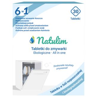 Natulim, eko tabletki do zmywarki, 6w1, 30 sztuk Natulim, eko tabletki do zmywarki, 6w1, 30 sztuk - zdjęcie produktu