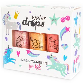 Maga Cosmetics Water Drops, zestaw lakierów wodnych do paznokci dla dzieci, Piaskowa Księżniczka, 3 x 6 ml - zdjęcie produktu