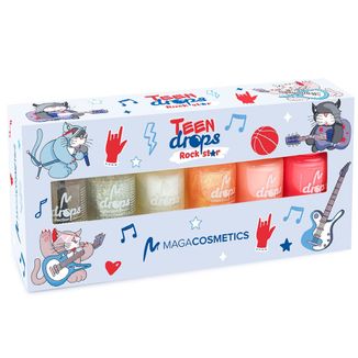 Maga Cosmetics Teen Drops, zestaw lakierów do paznokci, Rockstar V.01, 6 x 6 ml Maga Cosmetics Teen Drops, zestaw lakierów do paznokci, Rockstar V.01, 6 x 6 ml - zdjęcie produktu