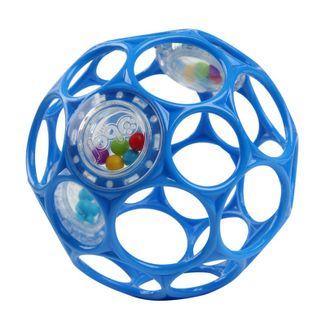 Oball, piłka z grzechotką, 10 cm, niebieska, od urodzenia, 1 sztuka - zdjęcie produktu