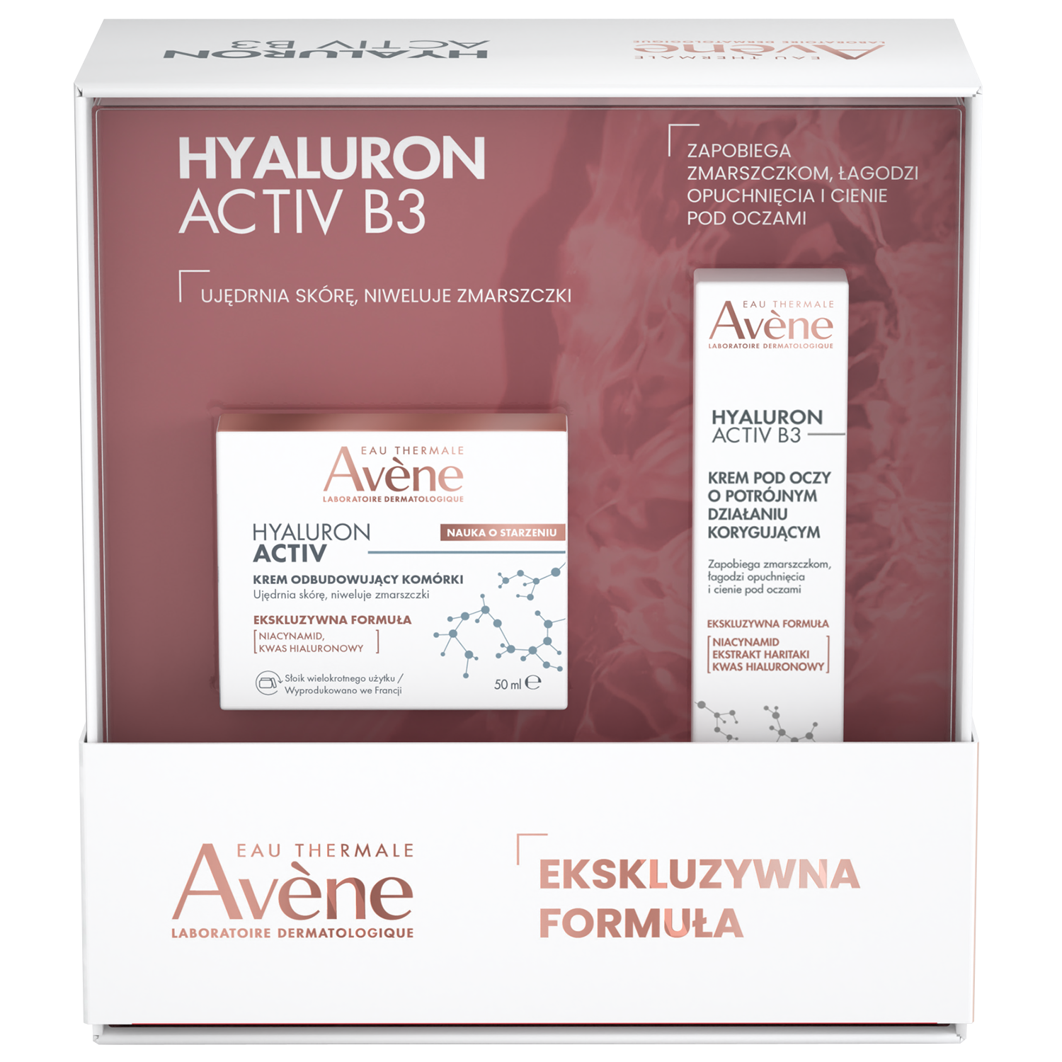 Avene Zestaw Avene Hyaluron Activ B3, krem na dzień, 50 ml + krem pod oczy, 15 ml