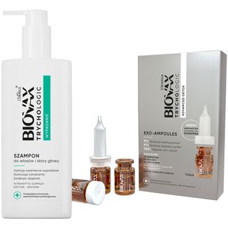 Zestaw L'Biotica Biovax Trychologic Advanced Detox Exo-Ampoules, kuracja detoksykująca, ampułki, 7 x 5 ml + szampon do włosów i skóry głowy, 200 ml - zdjęcie produktu