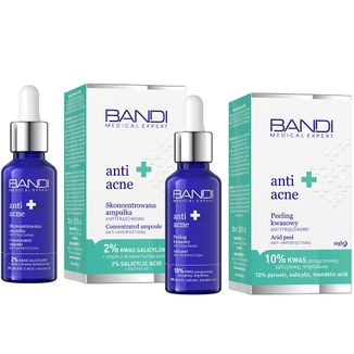 Zestaw Bandi Medical Anti Acne, skoncentrowana ampułka antytrądzikowa, 30 ml + peeling kwasowy antytrądzikowy, 30 ml Zestaw Bandi Medical Anti Acne, skoncentrowana ampułka antytrądzikowa, 30 ml + peeling kwasowy antytrądzikowy, 30 ml - zdjęcie produktu