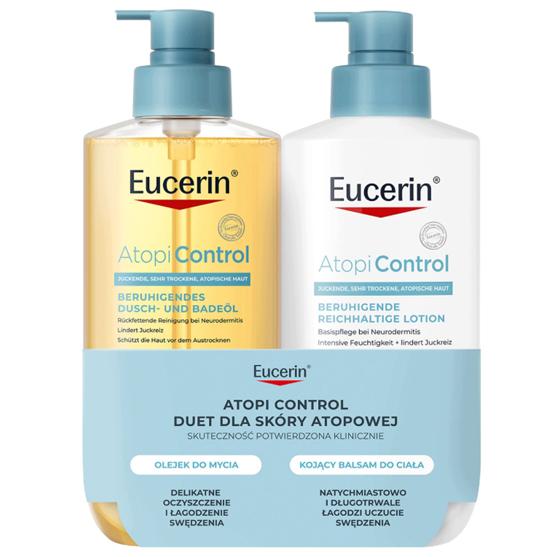 Eucerin Set Eucerin AtopiControl, beruhigend Öl zur Reinigung, 400 ml + beruhigend Körperlotion, 400 ml — Inhaltsstoffe und Bewertung