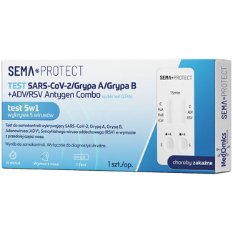 SEMA Protect Test combo 5w1 Sars-CoV-2/Grypa A/Grypa B +ADV/RSV Antygen, 1 sztuka - zdjęcie produktu