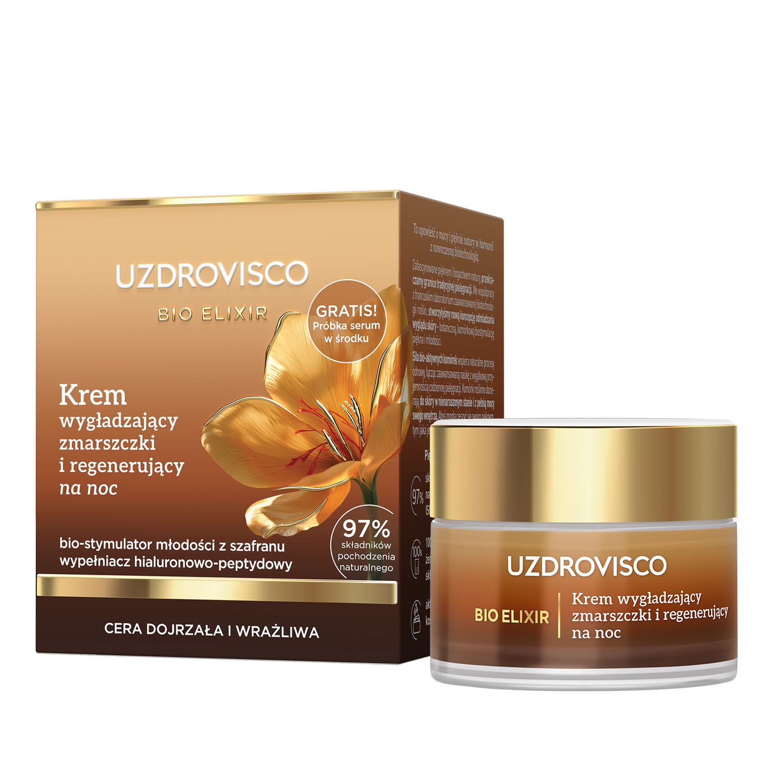 Uzdrovisco Uzdrovisco Bio Elixir, krem wygładzający zmarszczki i regenerujący, na noc, 50 ml