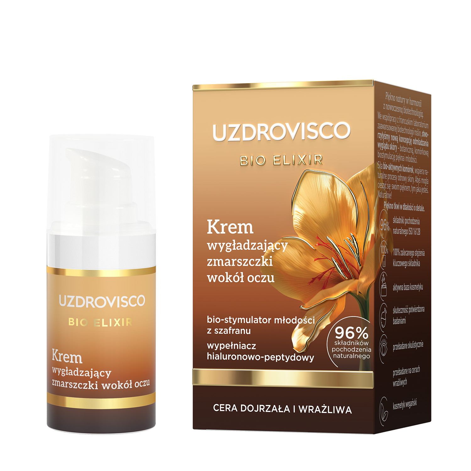 Uzdrovisco Uzdrovisco Bio Elixir, krem wygładzający zmarszczki wokół oczu, 15 ml