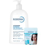 Zestaw Bioderma Atoderm Intensive, delikatnie oczyszczający żel, redukujący swędzenie skóry, 1 l + mini produkty Bioderma Hydrabio Odkryj i Testuj - miniaturka zdjęcia produktu