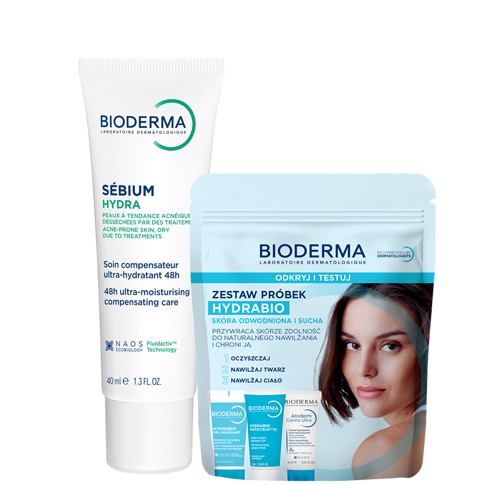Набор Bioderma: крем для лица Sebium Hydra 40 мл и миниатюры Hydrabio, для жирной кожи