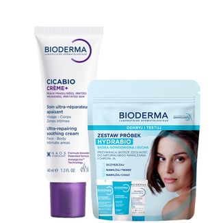 Zestaw Bioderma Cicabio Creme+, krem naprawczo-kojący, 40 ml + mini produkty Bioderma Hydrabio Odkryj i Testuj - zdjęcie produktu