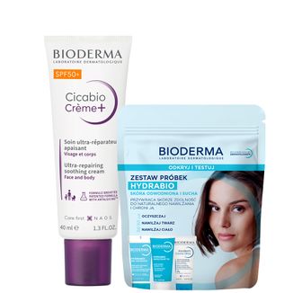 Zestaw Bioderma Cicabio Creme+, krem łagodząco-odbudowujący, SPF 50+, 40 ml + mini produkty Bioderma Hydrabio Odkryj i Testuj - zdjęcie produktu