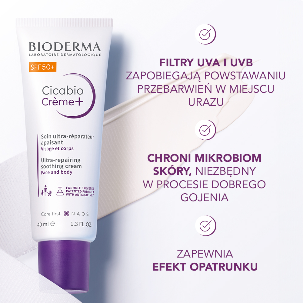 Набор Bioderma: крем Cicabio Creme+ SPF 50+ 40 мл и миниатюры Hydrabio — фото 4