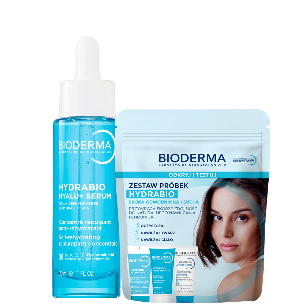 Bioderma Zestaw Bioderma Hydrabio Hyalu+, nawilżające serum przeciwzmarszczkowe, 30 ml + mini produkty Bioderma Hydrabio Odkryj i Testuj — Składniki i ocena
