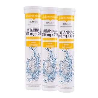 Zestaw SEMA Lab Witamina C 1000 mg + Cynk, smak cytrynowy, 3 x 20 tabletek musujących - zdjęcie produktu