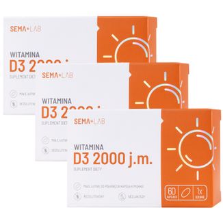 Zestaw SEMA Lab Witamina D3 2000 j.m., 3 x 60 kapsułek miękkich - zdjęcie produktu