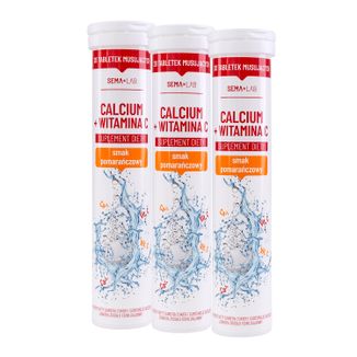 Zestaw SEMA Lab Calcium + Witamina C, smak pomarańczowy, 3 x 20 tabletek musujących - zdjęcie produktu
