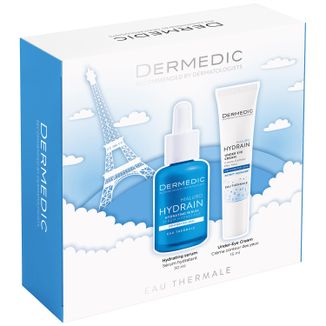 Zestaw Dermedic Hydrain  serum nawadniające twarz, szyję i dekolt, 30 ml + krem pod oczy, 15 ml - zdjęcie produktu