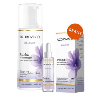 Uzdrovisco Balance, pianka oczyszczająca na niedoskonałości, 150 ml + peeling normalizujący niedoskonałości, 30 ml gratis - zdjęcie produktu