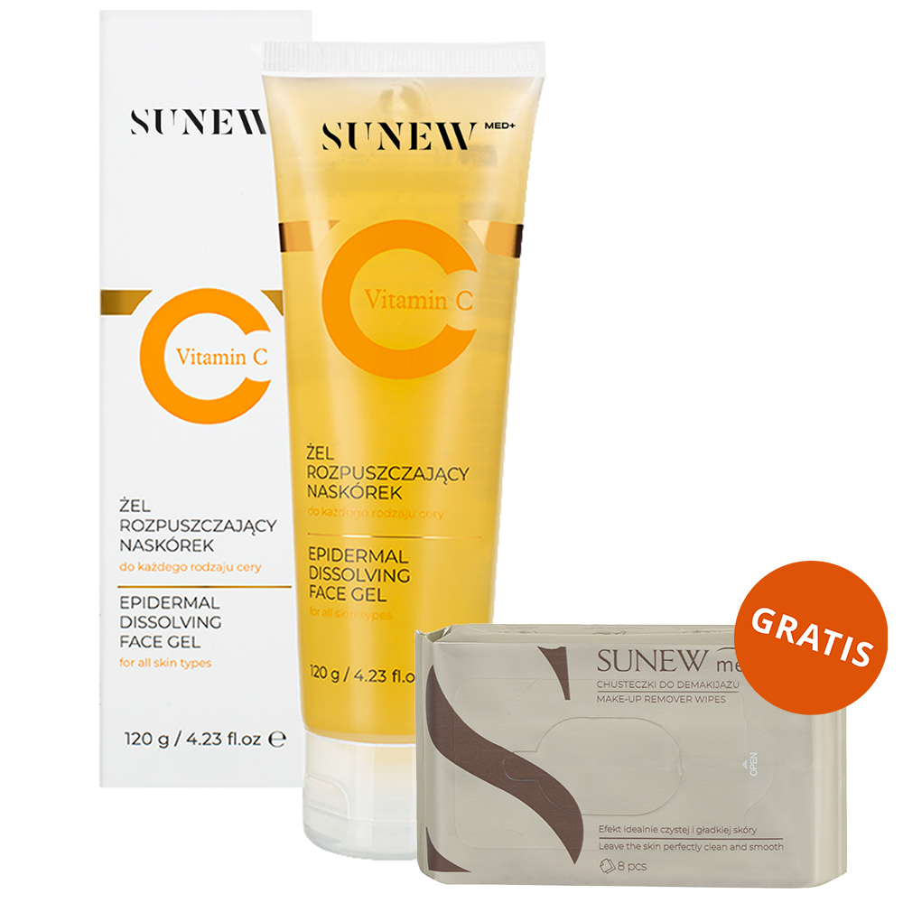 Nieznana SunewMed+ Vitamin C, żel do twarzy rozpuszczający martwy naskórek, 120 g + chusteczki do demakijażu, 8 sztuk gratis
