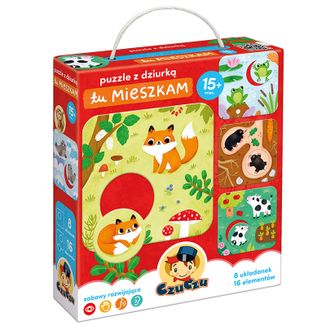 CzuCzu Puzzle z dziurką Tu mieszkam, pierwsze puzzle dla dzieci, od 15 miesiąca, 8 układanek - zdjęcie produktu