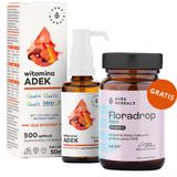 Aura Herbals Witamina ADEK dla Rodziny, krople, 50 ml + Floradrop Femi Probiotyk, 20 kapsułek gratis - miniaturka zdjęcia produktu