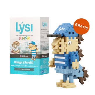 Lysi Junior Omega 3 Perełki, smak gumy balonowej, 60 kapsułek do żucia + Marioinex Mini Waffle, klocki, dorsz gratis - zdjęcie produktu