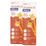 Zestaw SEMA Lab Witamina D3 1000 j.m., krople, dla dzieci od 3 lat i dorosłych, 2 x 10 ml - miniaturka zdjęcia produktu