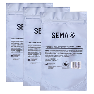 Zestaw SEMA Protect, torba termoizolacyjna do przechowywania leków, 180 mm x 90 mm x 290 mm, 3 sztuki - zdjęcie produktu