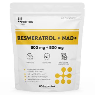 Proton Labs Resweratrol + NAD+, 60 kapsułek Proton Labs Resweratrol + NAD+, 60 kapsułek - zdjęcie produktu