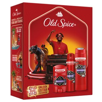 Zestaw Old Spice DJ, Nightpanther, dezodorant w sztyfcie, 50 ml + dezodorant w sprayu, 150 ml + żel pod prysznic 3w1, 250 ml - zdjęcie produktu