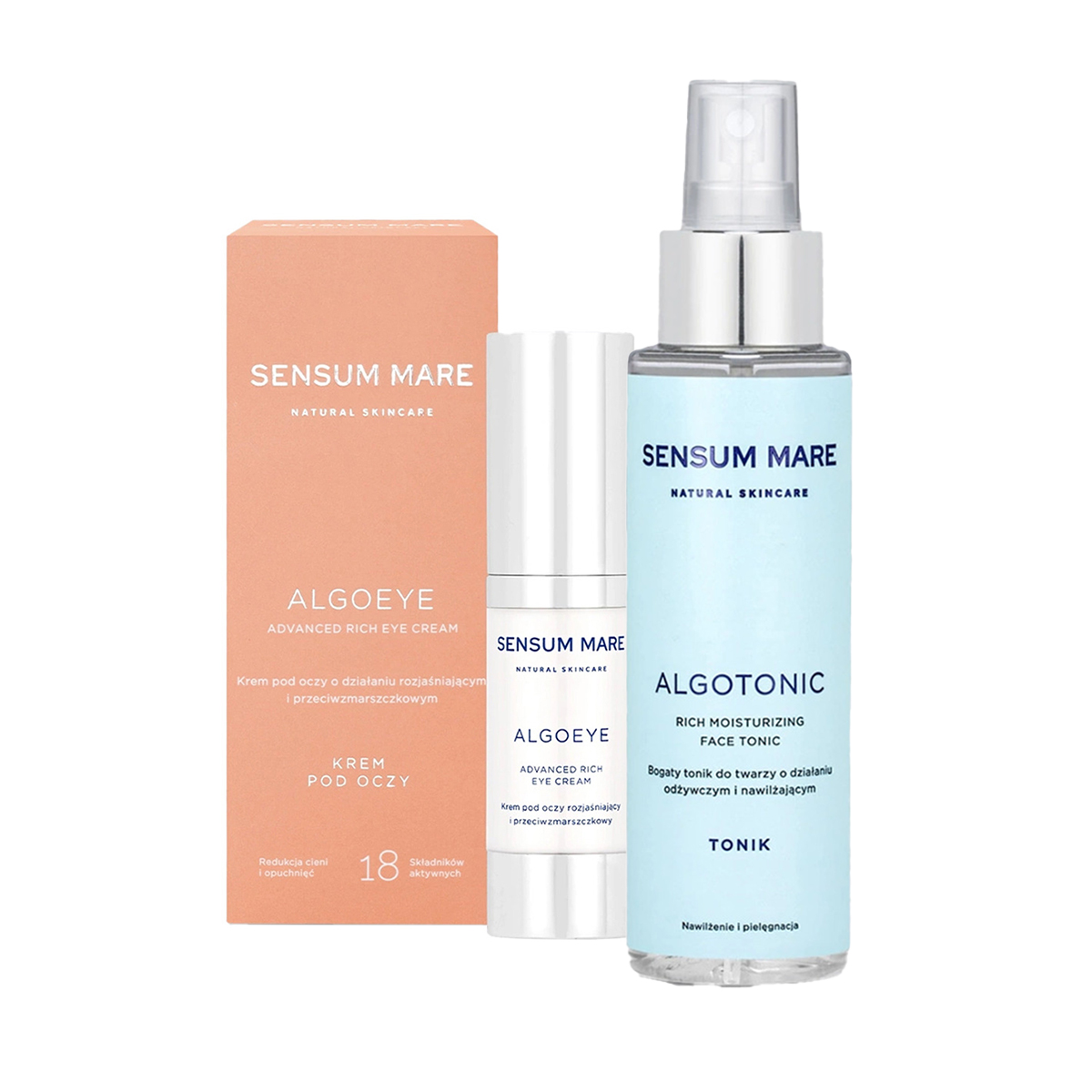 Nieznana Zestaw Sensum Mare Algoeye, zaawansowany, bogaty krem pod oczy o działaniu przeciwzmarszczkowym, 15 ml + bogaty tonik do twarzy, 100 ml