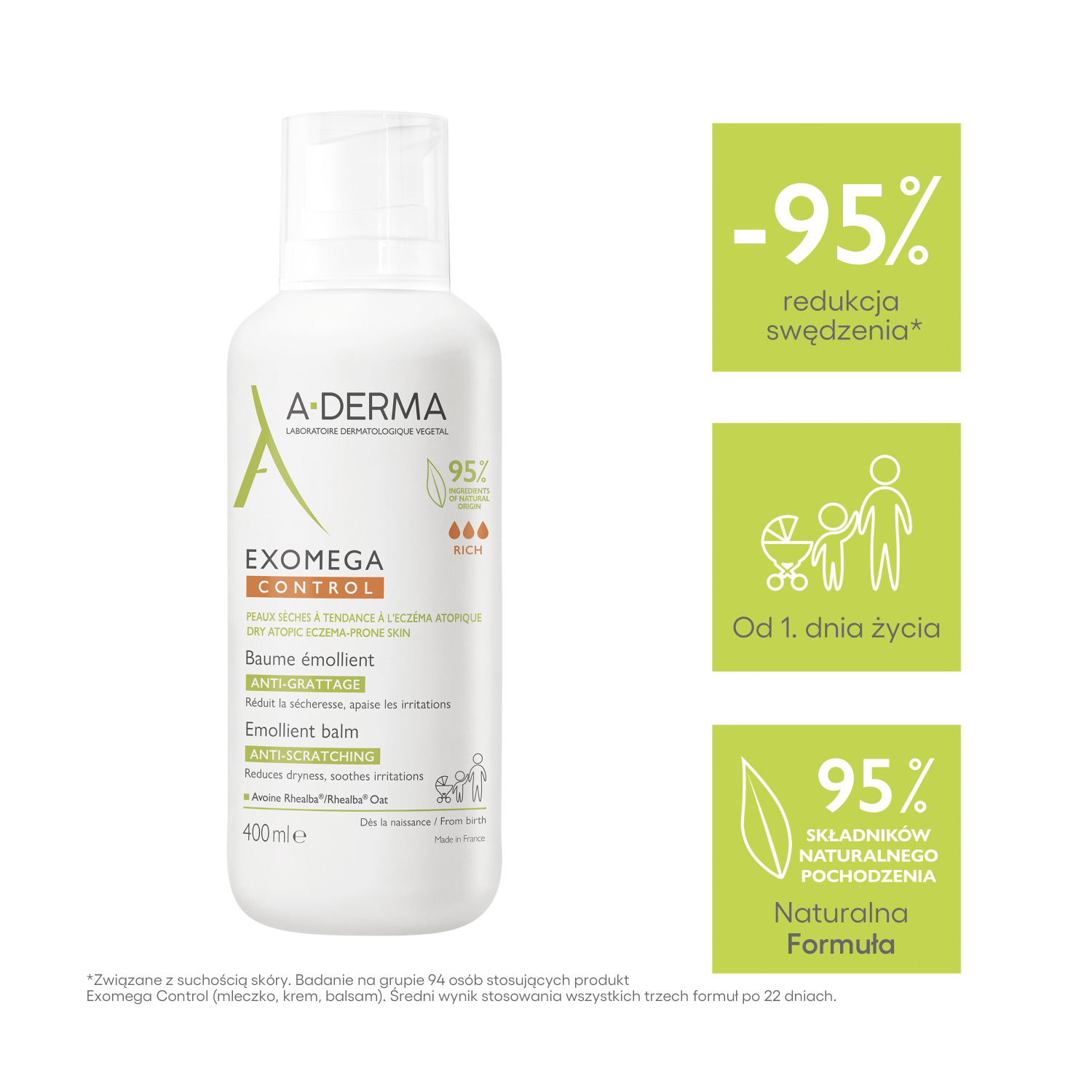 Набор A-Derma Exomega Control, масло для душа 500 мл, бальзам 400 мл, ночной крем 200 мл — фото 7