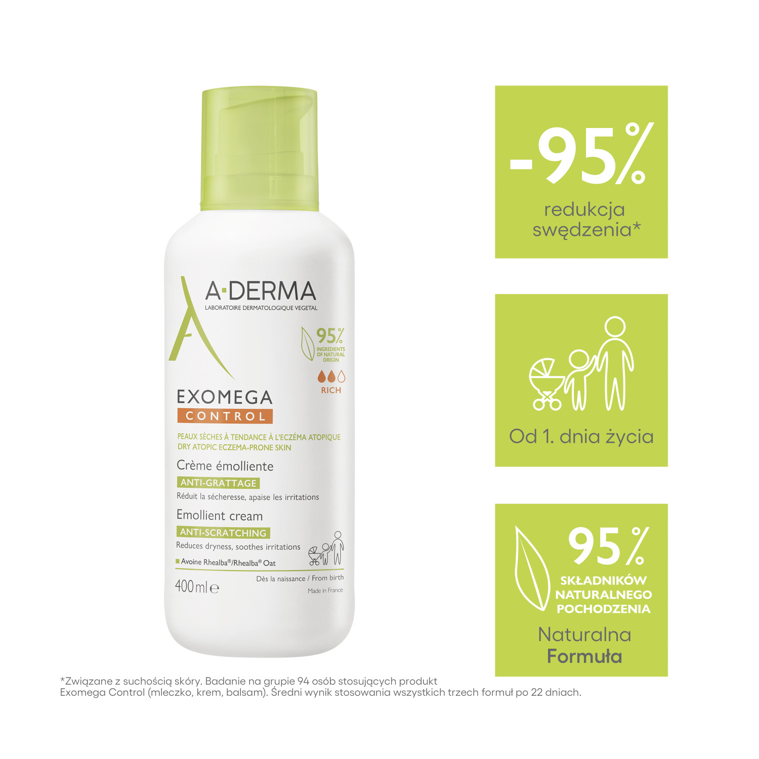 Набор A-Derma Exomega Control, масло для душа 500 мл, крем 400 мл, ночной крем 200 мл — фото 7